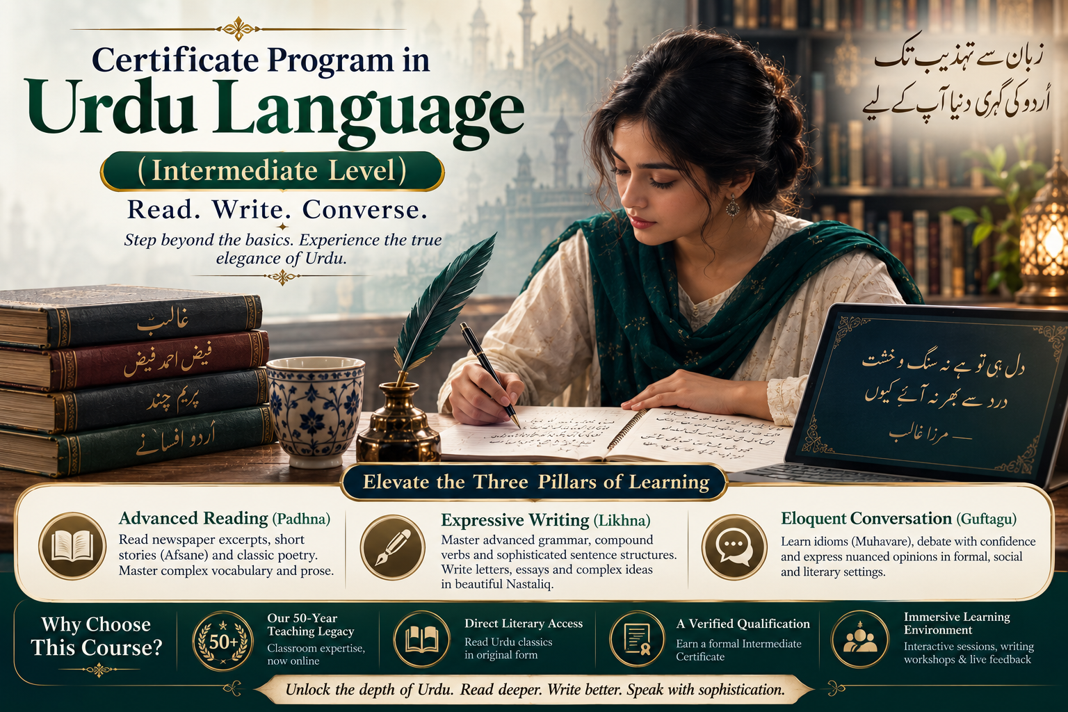 Certificate Program in Urdu Language . Read. Write . Converse Intermediary